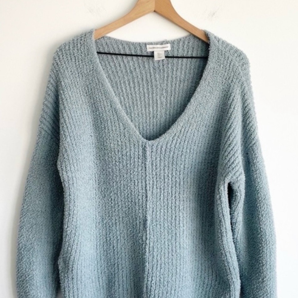 cupcakes & cashmere Soft Blue V-Neck Sweater